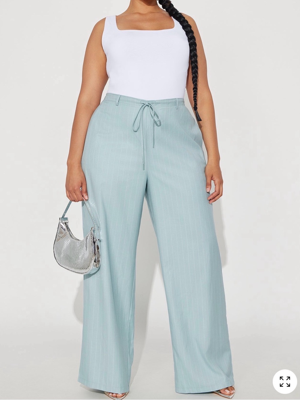 Fashion Nova sky blue Wide-Leg Drawstring Pants
